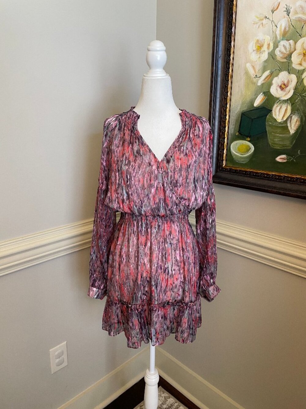 Parker Multicolor Long Sleeve Dress Size S